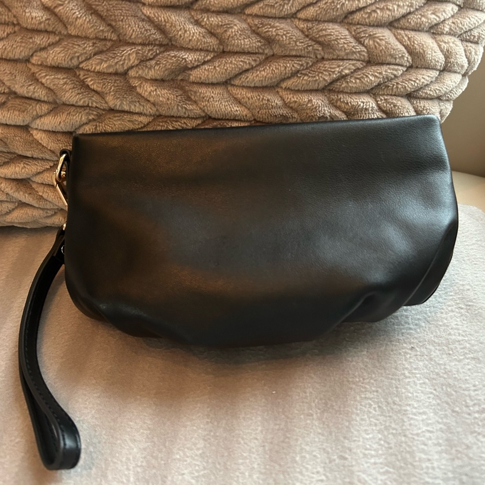 Chic Black Leather Wristlet